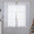 Bgment Christmas Curtains for Living Room 84 Inch Length 2 Panels Set, Snowflake Linen Look Sheer White Curtains Rod Pocket Window Curtains for Dining Room Xmas Holiday Decoration, Set of 52 X 84 Inch