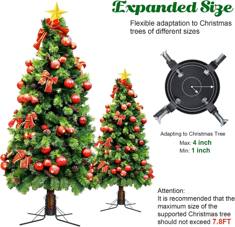 FLY HAWK Christmas Tree Stand, 4.3” Foldable Artificial Christmas Tree Metal Ornament Holder Universal Model Adjustable ，Umbrella Stand Artificial Christmas Real Tree for Pine Sprucepoplar (Black)