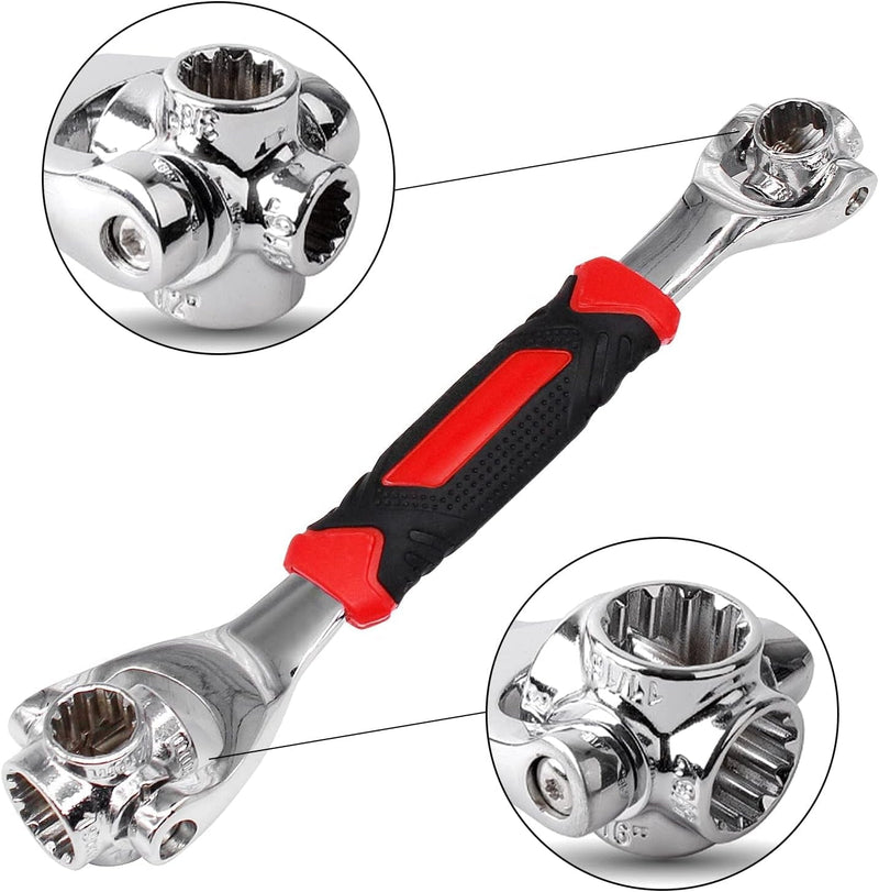 52 in 1 Socket Wrench, Stainless Steel Professional Multi-Functional Rotating Tools, 360 Degree Revolving Spanner