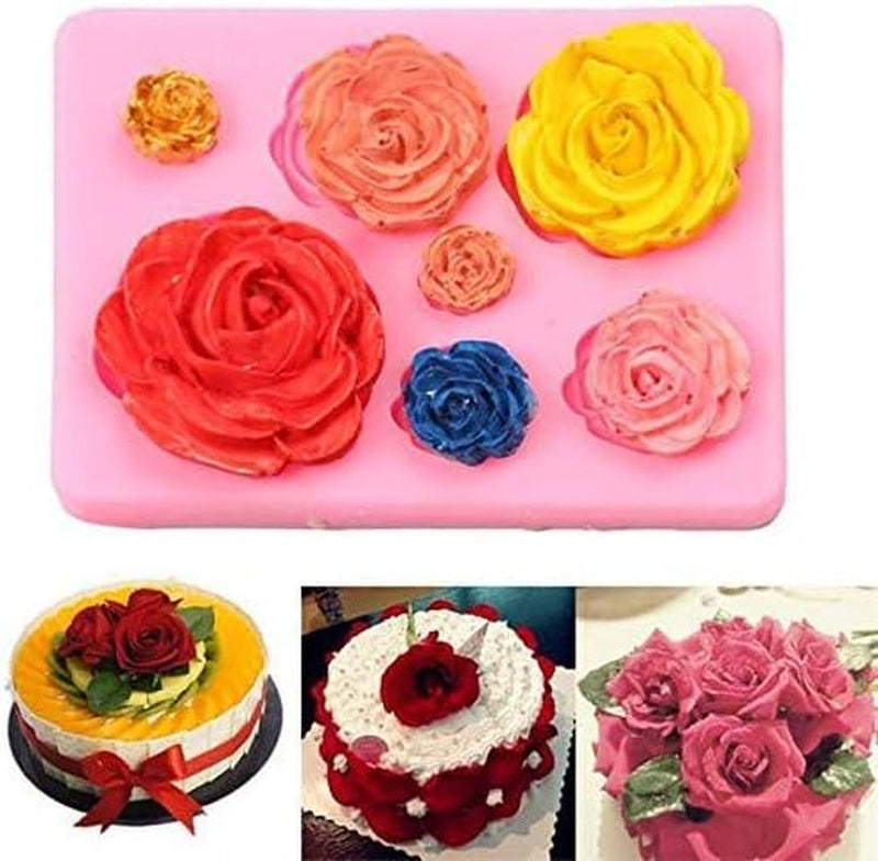 2PCS Rose Flowers Silicone Molds Cake Chocolate Mold Wedding Cake Decorating Tools Fondant Sugarcraft Cake Molds