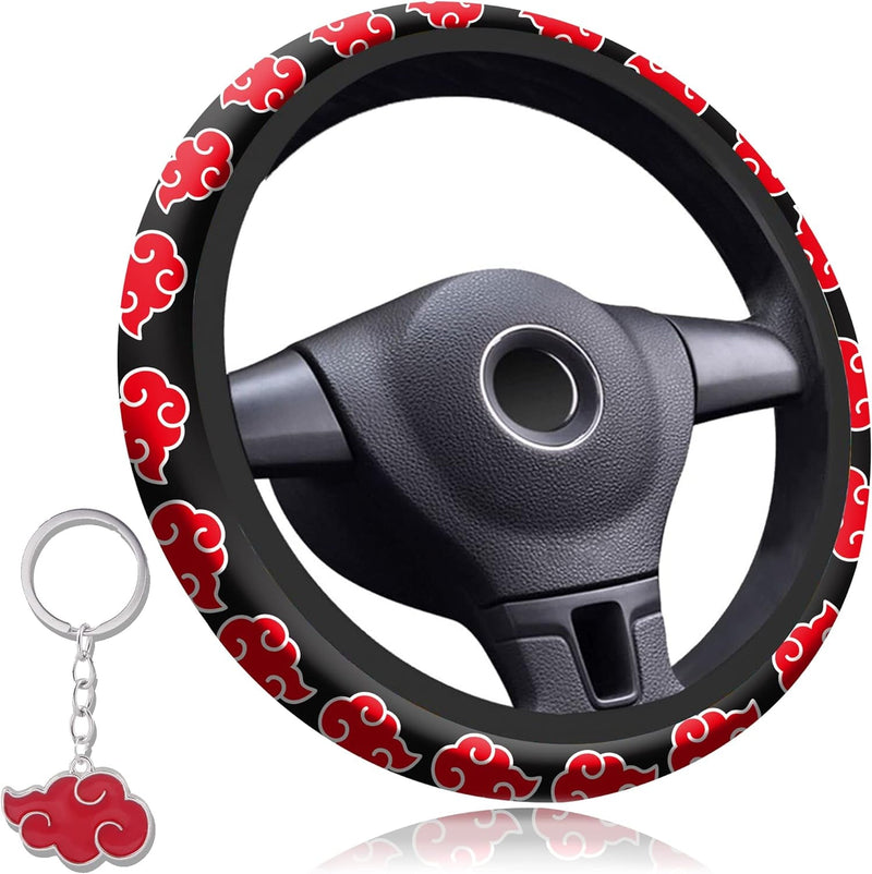 Anime Steering Wheel Cover Anime Car Accessories for Men Women with Keychains, 15 Inch Anti-Slip Car Steering Wheel Covers Universal Fit (A-Katsuki)