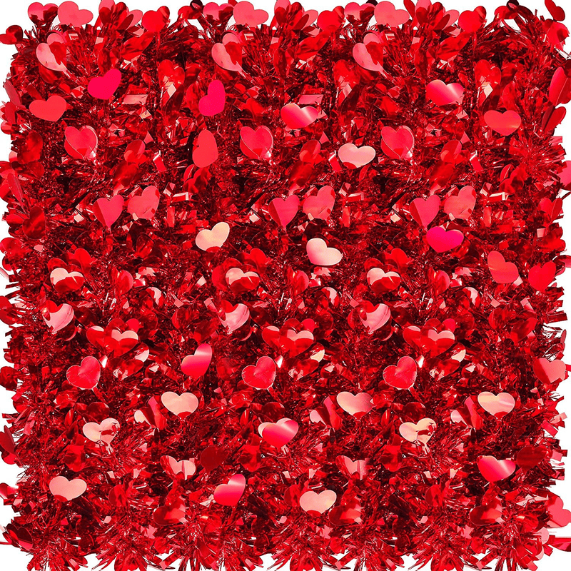 26.2 Feet Valentines Tinsel Garland Metallic Tinsel Twist Garland with Heart Ornament Valentines Tree Hanging Garland Decoration for Home Valentine'S Day Decor (Red, Pink,Cute Style) Home & Garden > Decor > Seasonal & Holiday Decorations WILLBOND Cute Style Red 