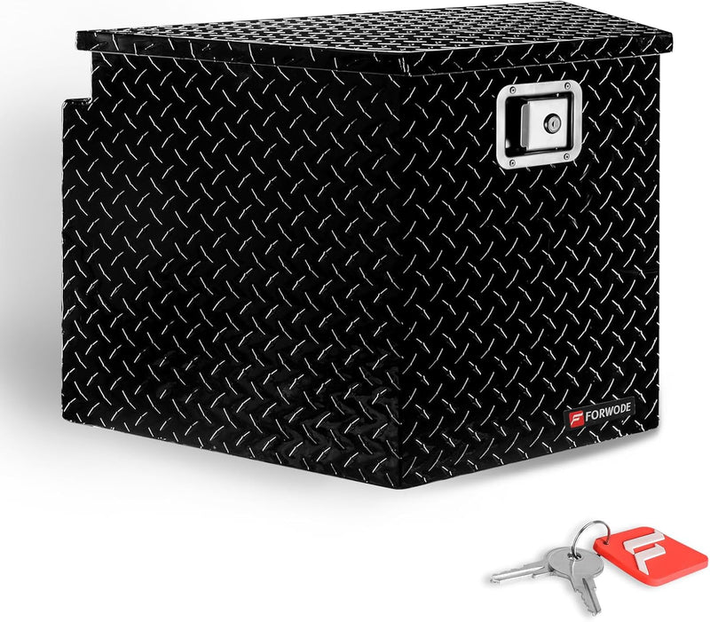 39 Inch Trailer Tongue Box Aluminum Trailer Tool Box for Storage Toolbox with Lock - Black