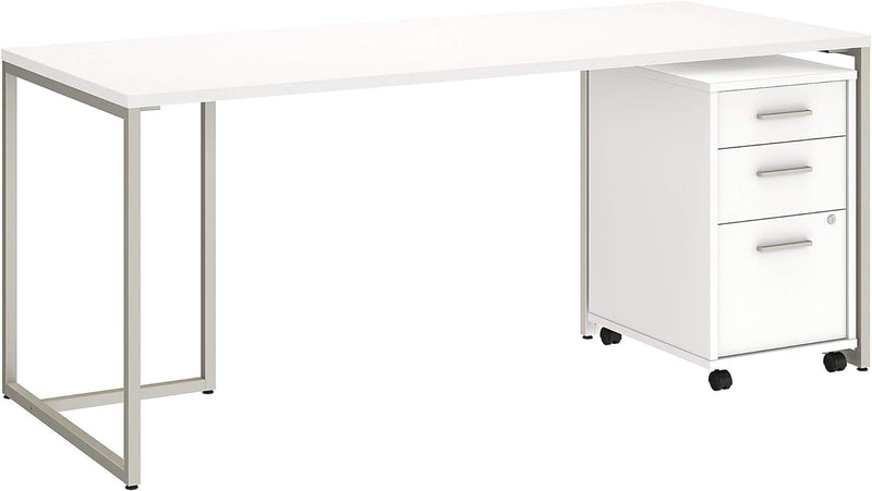 Bush Business Furniture Method Table Desk with 3 Drawer Mobile File Cabinet, 72W, White