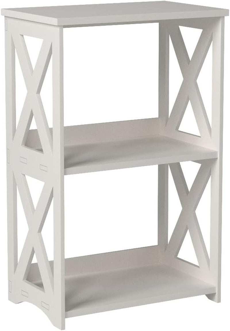 End Table & Side Table 3-Tier, 2 Shelf Small Bookcase, Bookshelf, Simple Nightstand, Bedside Table with for Bedroom, Bathroom, and Living Room Display Rack, White