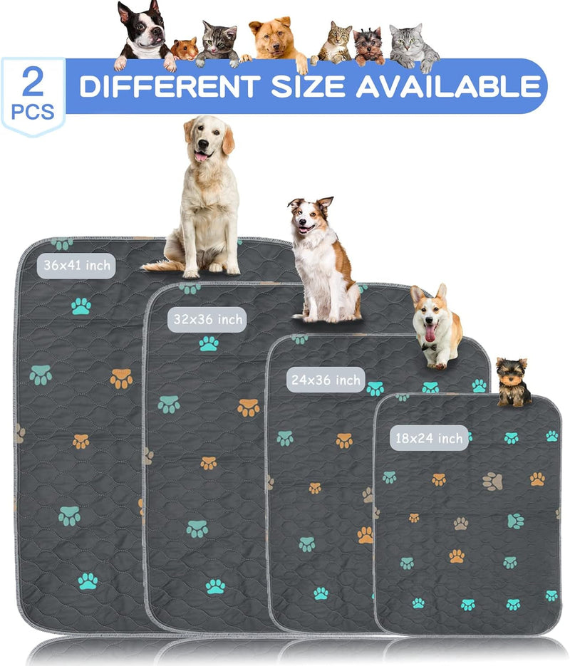 Aitmexcn Washable Puppy Dog Pee Pad, 2PCS 100% Waterproof Whelping Training Mat for Puppy/Senior Dog, Fast Drying Reusable Puppy Pads for Indoor, Outdoor and Car Travel- 18'' X 24''