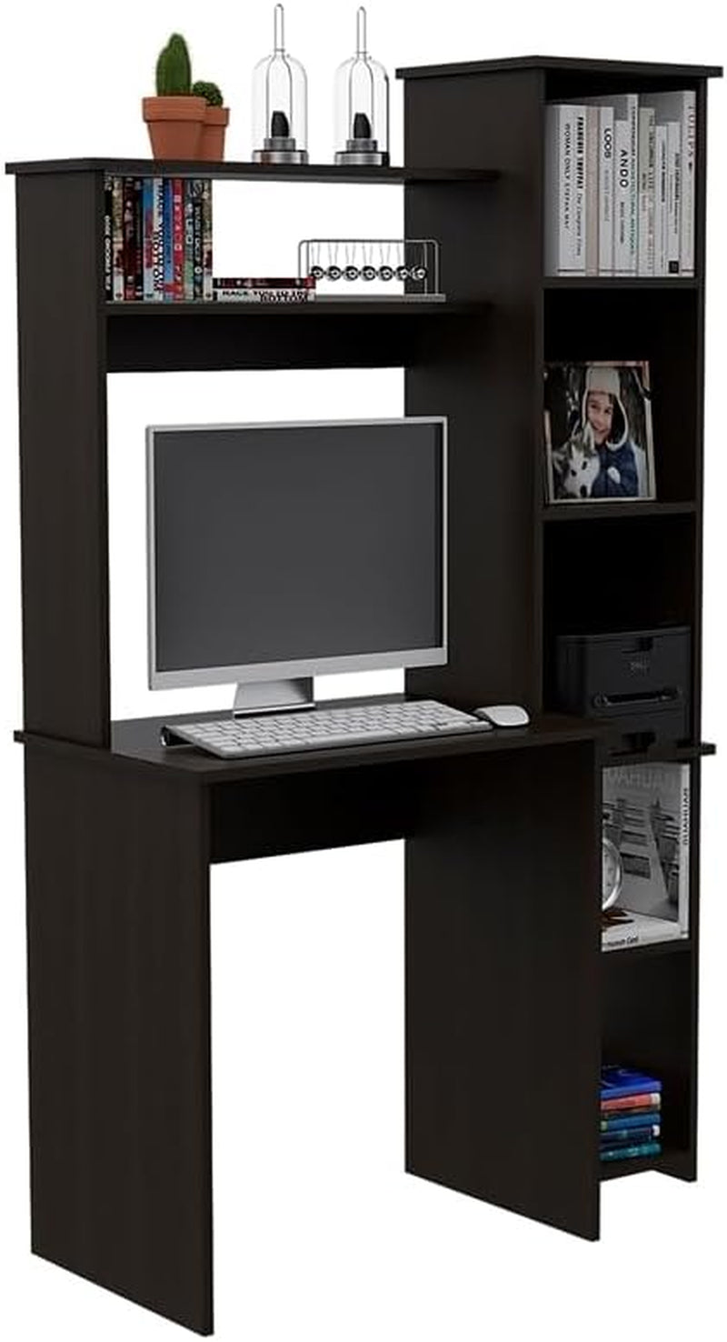 BOWERY HILL Modern Engineered Wood Home Office Desk in Black Wengue
