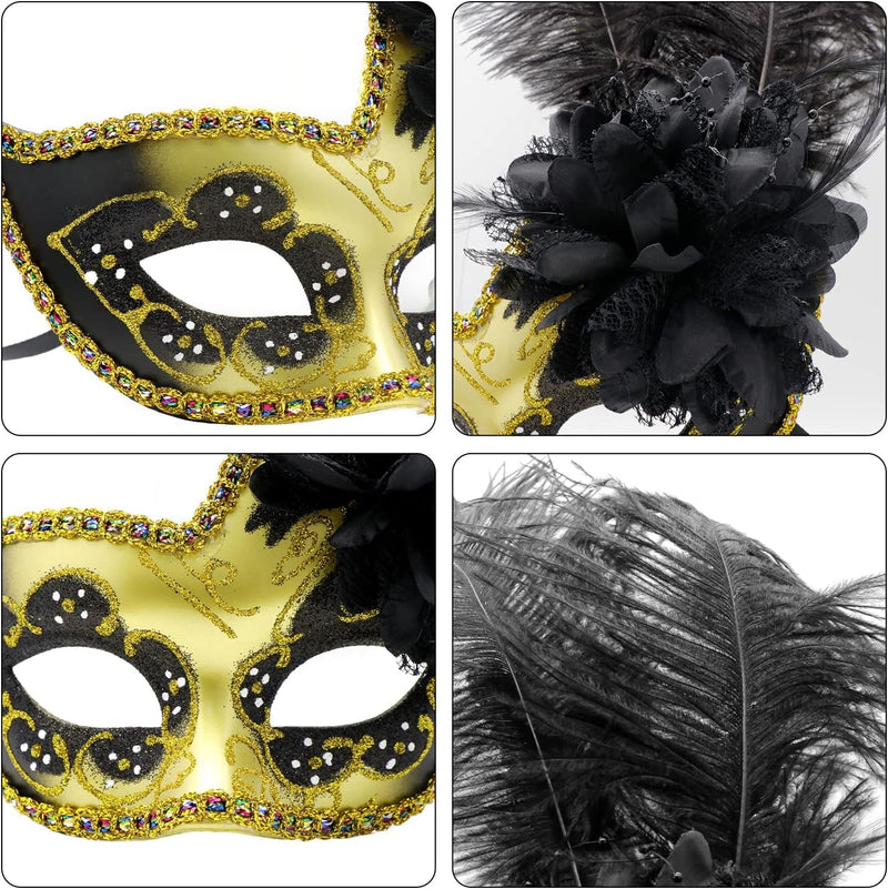 Coddsmz Women Feather Masquerade Mask Venetian Party Mask Mardi Gras Masks Princess Fancy Dress Mask Halloween Costume Mask