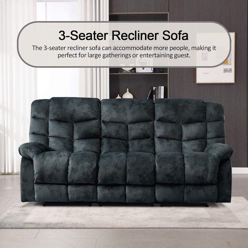 CANMOV Manual Reclining Sofa Set,2 Pieces Sofa Furniture Set for Living Room, Manual Recliner Sofa and Recliner Chair with Arms for Living Room, Bedroom, Grey(1+3)