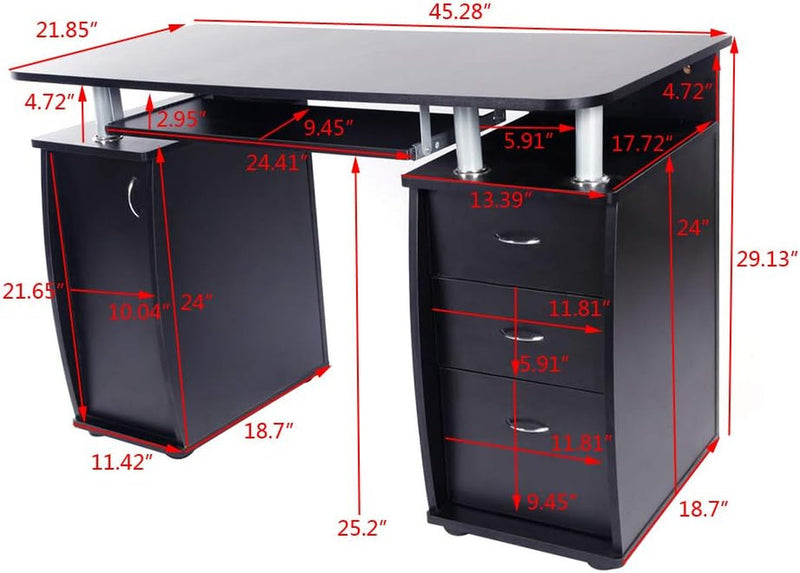 Computer Desk,Home Office Desk, Computer Workstation, Study Writing Desk with Storage Drawer and Pull-Out Keyboard Tray