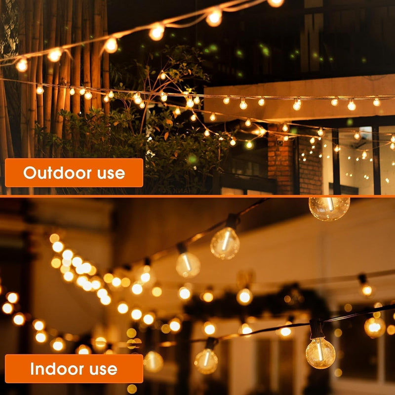Addlon 50FT Outdoor String Lights, G40 Globe LED Patio Lights Waterproof with 27 Plastic Bulbs(2 Spare), ETL Listed Dimmable outside Hanging Lights Connectable for Backyard Porch Deck