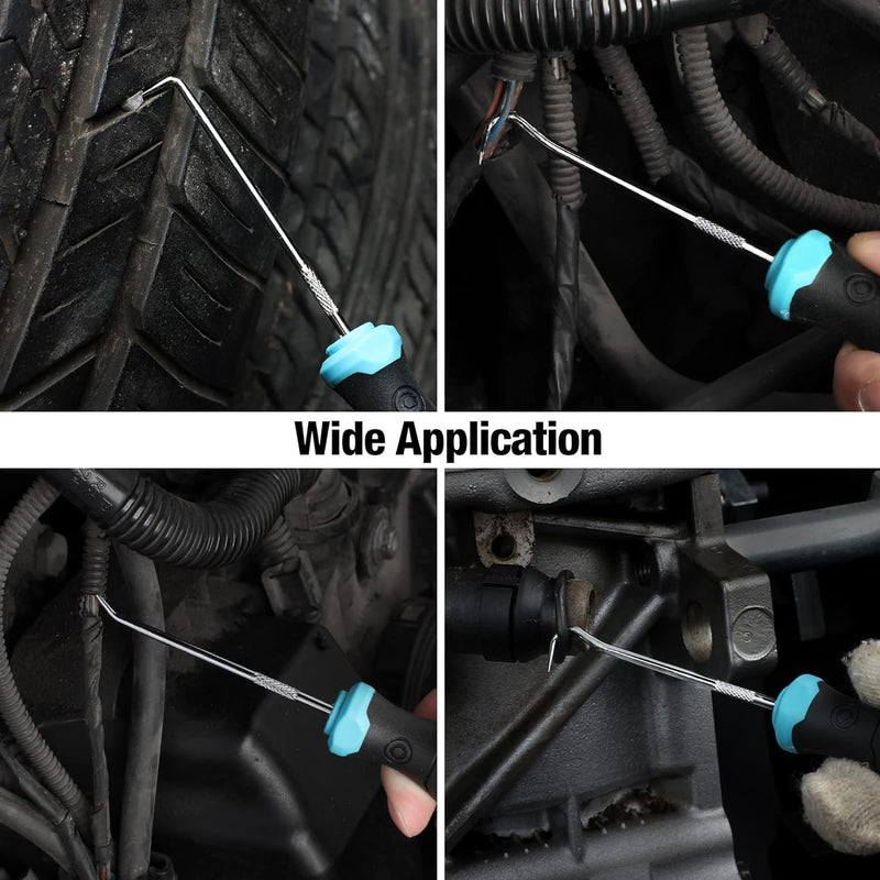 DURATECH 4 Piece Hook and Pick Set, Offset, Straight, 90°Pick and Hook, Used for Auto and Electronics Maintenance Tools, with Storage Tray