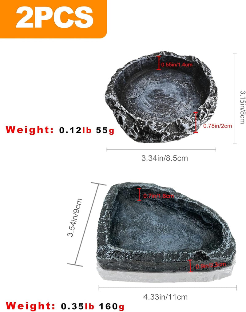 Coguzed 2 Pcs Reptile Feeding Dish Corner Bowl, Reptile Water Dish Food Bowl, Reptile Feeding Terrarium Bowls for Bearded Dragon Lizard Frog Gecko Snake Tortoise Hermit Crab