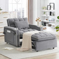 Fauteuil convertible en lit, canapé-lit moderne en velours avec ports USB et porte-gobelets, fauteuil de salon simple à dossier réglable avec support de téléphone pour salon chambre, gris foncé