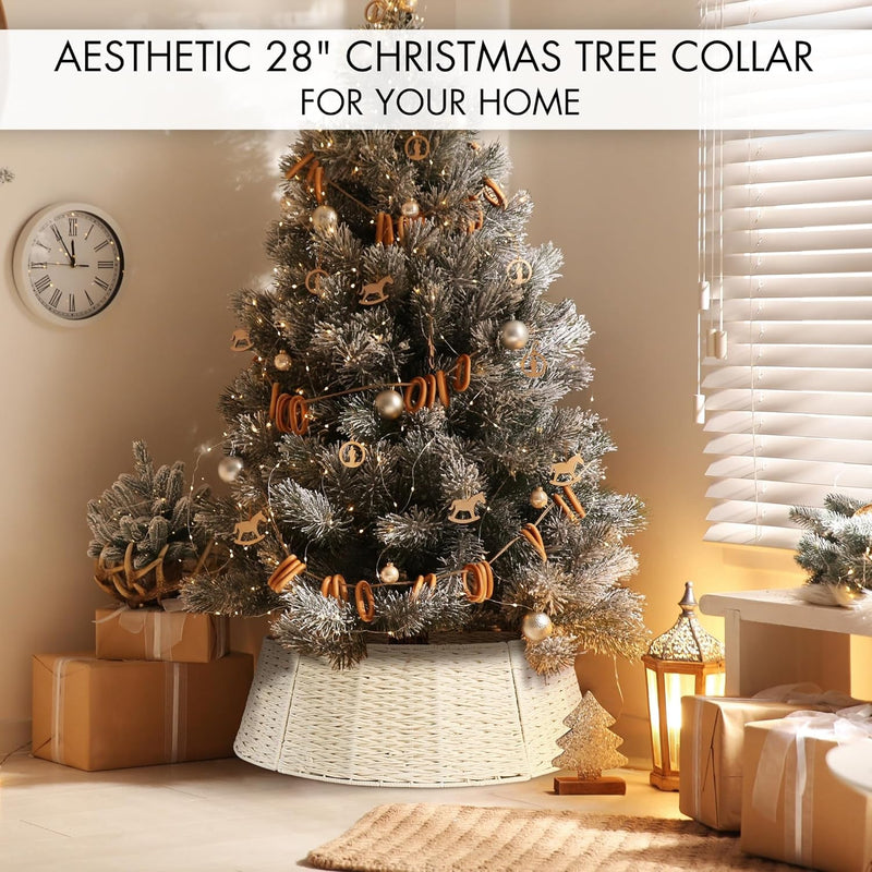 Beautiful Christmas Tree Collar - Authentic 28" Cotton Rope Tree Ring - Easy to Set up Christmas Tree Skirt Enhances Your Holiday Home Decor