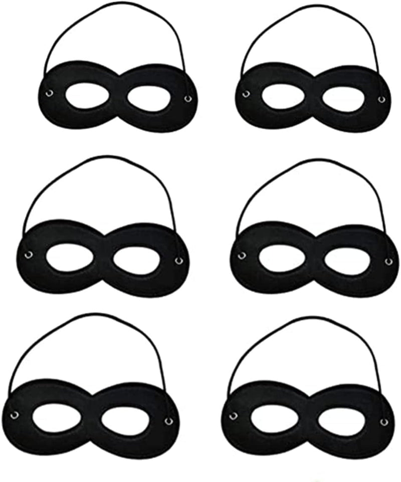 Black Superhero Felt Eye Masks, 6PCS Adjustable Elastic Rope Half Masks, Superhero Mask, Black Eye Mask for Party Cosplay Accessory (Black)