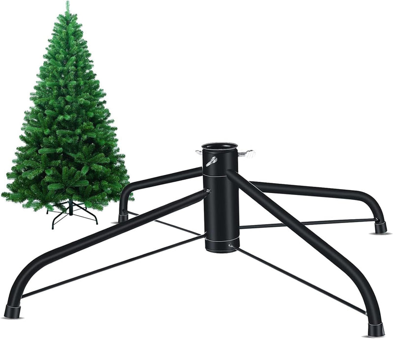 Christmas Tree Stand (17In/43Cm) Metal Christmas Tree Base, Universal Christmas Tree Legs Replace, Center Inner Diameter 2.4Cm, Tree Stand for 3-8 Ft Christmas Tree (Green)