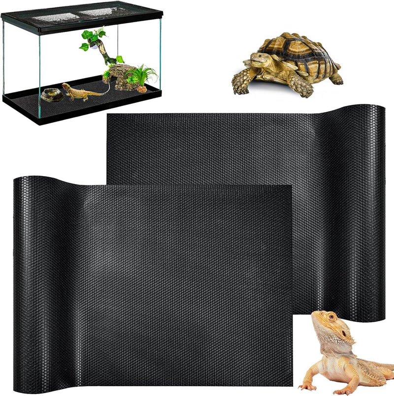 Bearded Dragon Tank Accessories, Reptile Carpet Bedding Reptile Mat Terrarium Substrate Liner Tank Flooring Habitat Accessories for Gecko, Snake, Tortoise, Lizard, Iguana (18"X 79" Black)