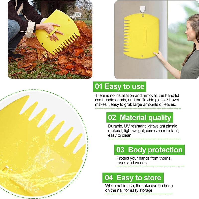 Garden and Yard Leaf Scoops Hand Rakes, Large Sized, Multiple Use for Leaves, Lawn Debris and Trash Pick up Good Use 1 Pair, Gardenhome Brand Product