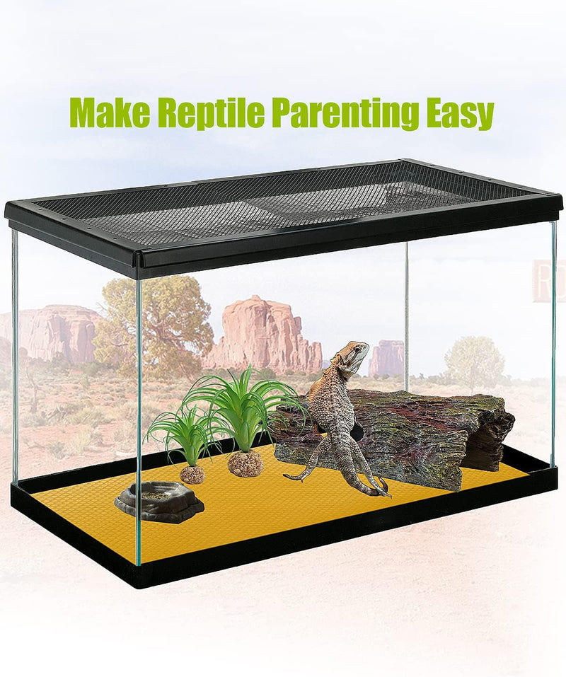 Bearded Dragon Tank Accessories, Reptile Substrate Floor, Leopard Gecko Tank Liner Mat for 40 Gallon, 20 Gallon, 50 Gallon,75 Gallon Lizard Tank, Yellow