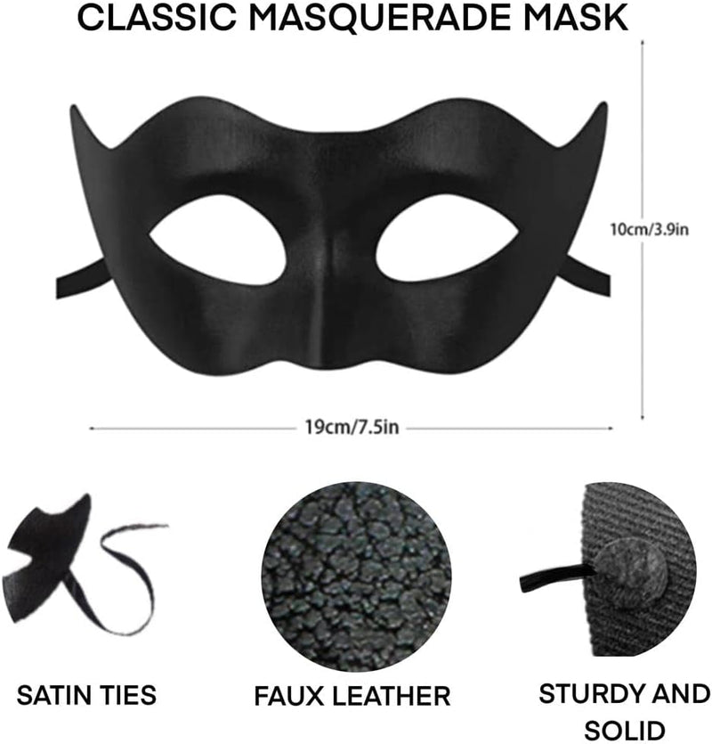 Black Masquerade Mysterious Mask for Men Mardi Gras Halloween Party Costume