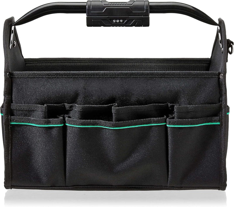 Amazon Basics Lighted Tools Bag with Carry Handle, 30 Pockets, Tool Tote, Black(Previously Denali Brand)