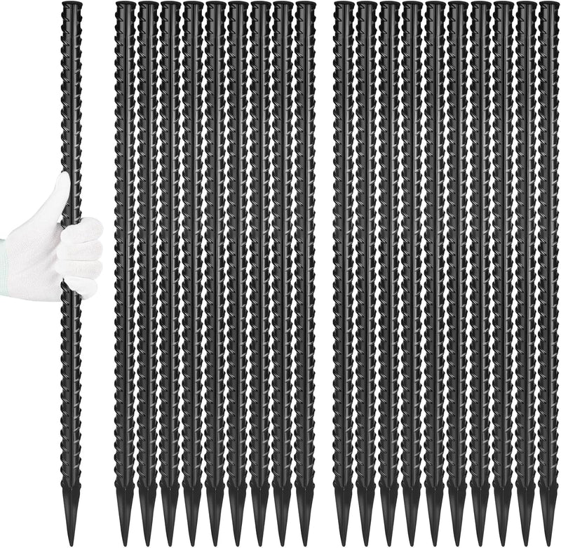 12 Inch Rebar Stakes J Hook Ground Stakes 16-Pack Heavy Duty Galvanized Chain Link Fence Stakes Metal Tent Stakes for Outdoor Lawn Decorations Inflatables Canopy Swing Set