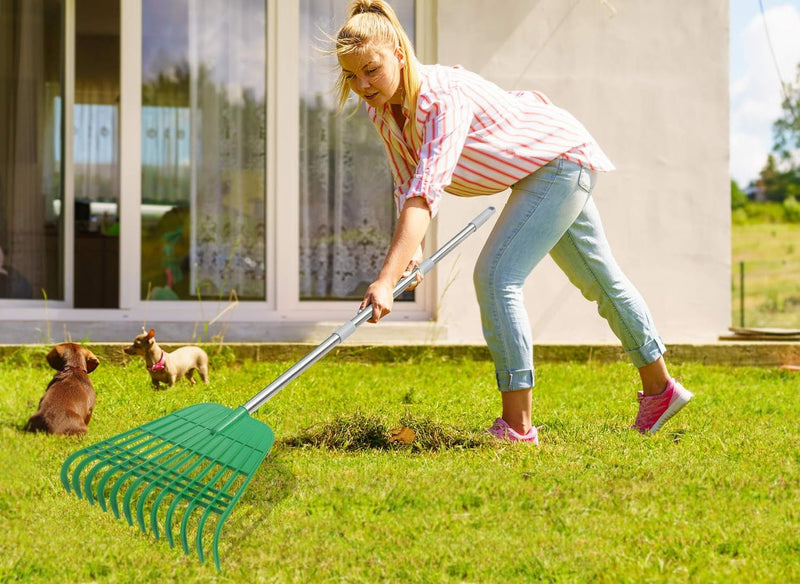 Gardzen Large Leaf Scoop & 12 Tines Gardening Leaf Rake Set, Comes with 72 Gallon Garden Bag