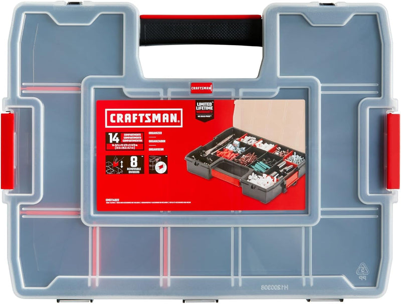 CRAFTSMAN Storage Organizer, Small Parts Organizer, 3-Packs with 10-Compartments, Lid Includes Secure Latch (CMST60964M)