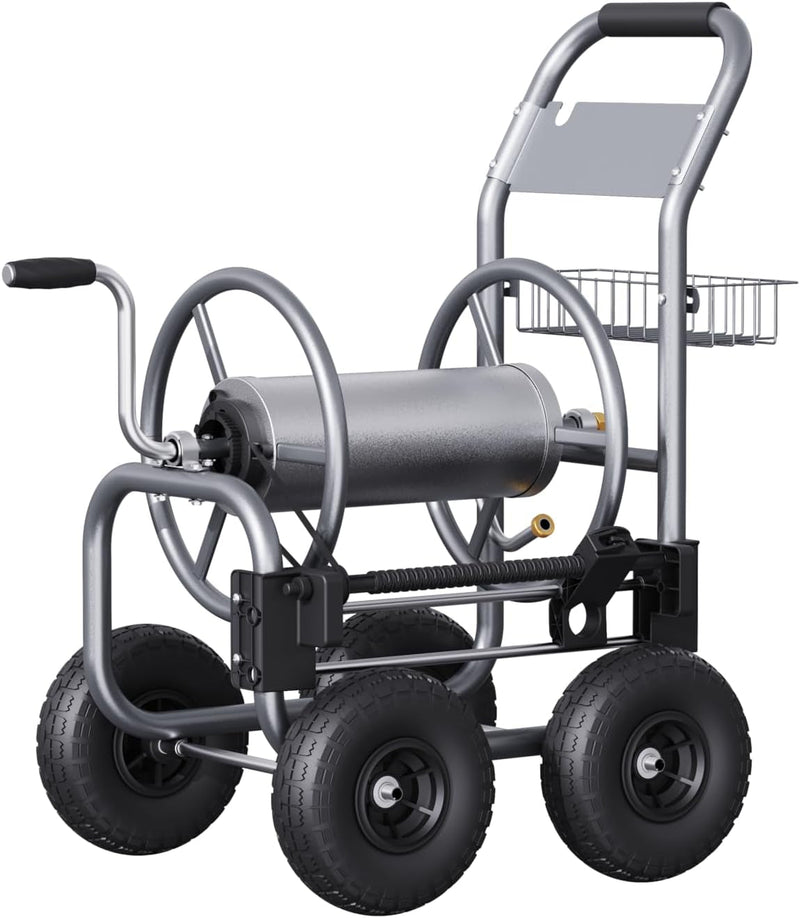 Giraffe Tools Hose Reel Cart, Hose Cart with Wheels Heavy Duty, Industrial Hose Reels for Outside, 250-Feet of 5/8" Hose Capacity, Hose Guide Pre-Installed