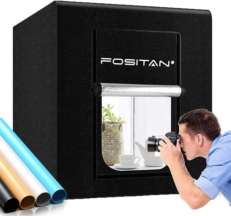 FOSITAN Photo Box, Photo Light Studio Box 35"/90Cm 126 LED Light Photo Shooting Tent Table Top Photography Lighting Kit with 4 Background Paper and CRI95+ for Photography