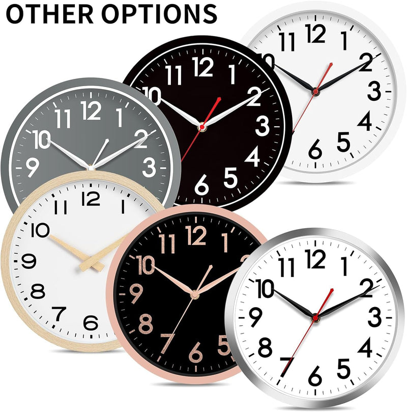 AKCISOT Wall Clock 10 Inch Silent Non-Ticking Modern Clocks Battery Operated - Analog Small Classic for Office, Home, Bathroom, Kitchen, Bedroom, School, Living Room(Black)