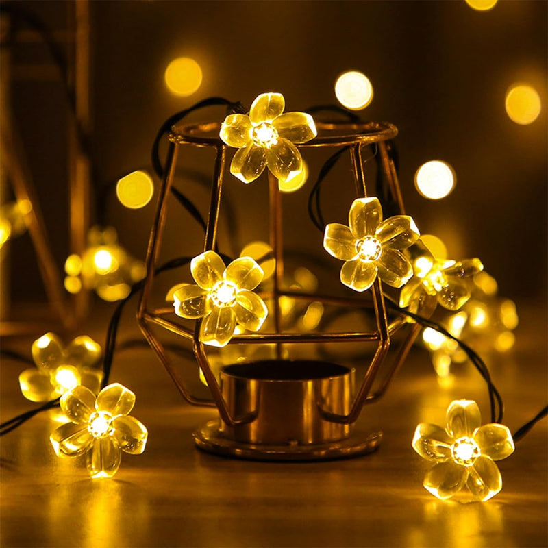 Cute Cherry Blossom Decorative String Lights, 33Ft 100 LED USB Plug in Flower Decorations with Timer, Festival Wedding Party Christmas Tree Garland Camping Tent Room Hanging (Multicolor)