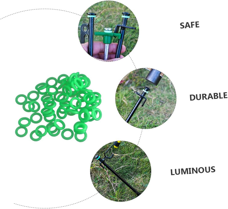 50Pcs Ground Nail Luminous Circle Ctr Ring Tents Accessories Camping Tent Night Vision Luminous Ring Tent Pegs Nail Ring Camping Hammer Tent Nail Ring Accessories D Ring Plastic