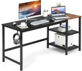 COSTWAY 59” Computer Desk, with 2 Removable Storage Shelves, Industrial Writing Workstation with Headphone Hook, for Home Office, Gaming Desk (Black)