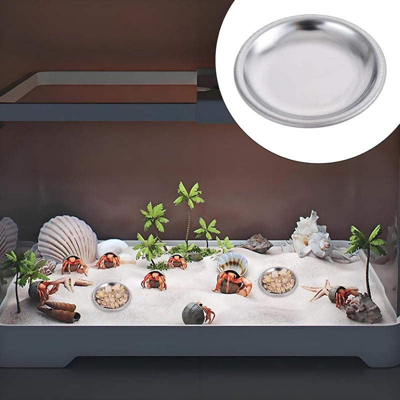 6 Pcs Hermit Crab Food and Water Bowl Hermit Crab Small Water Dish Tiny Stainless Steel Feeding Dish for Hermit Crab Snail Gecko Insect