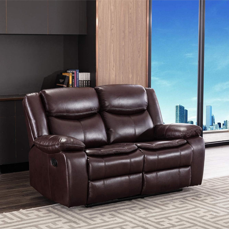 Familymill Breathable Leather Manual Reclining 3-Seat Sofa for Living Room