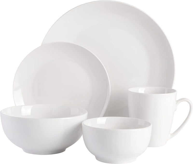 Gibson Home Zen Buffet Porcelain Dinnerware Set, Service for 6 (30Pcs), White (Coupe)