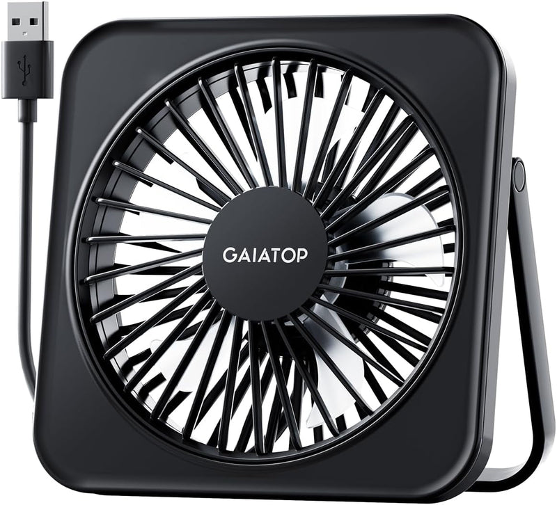 Gaiatop USB Desk Fan, 5 Inch Personal Fan Small Portable Table Fan with 180° Tilt Folding and 3 Speeds, Strong Wind Ultra Quiet Personal Cooling Fan for Office Home Bedroom Desktop Travel