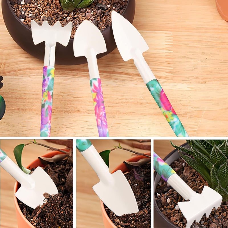 Garden Tools Set, JUMPHIGH 10 Pieces Gardening Tools with Purple Floral Print, Ergonomic Handle Trowel Rake Weeder Pruner Shears Sprayer, Garden Hand Tools with Carrying Case Gardening Gifts for Women