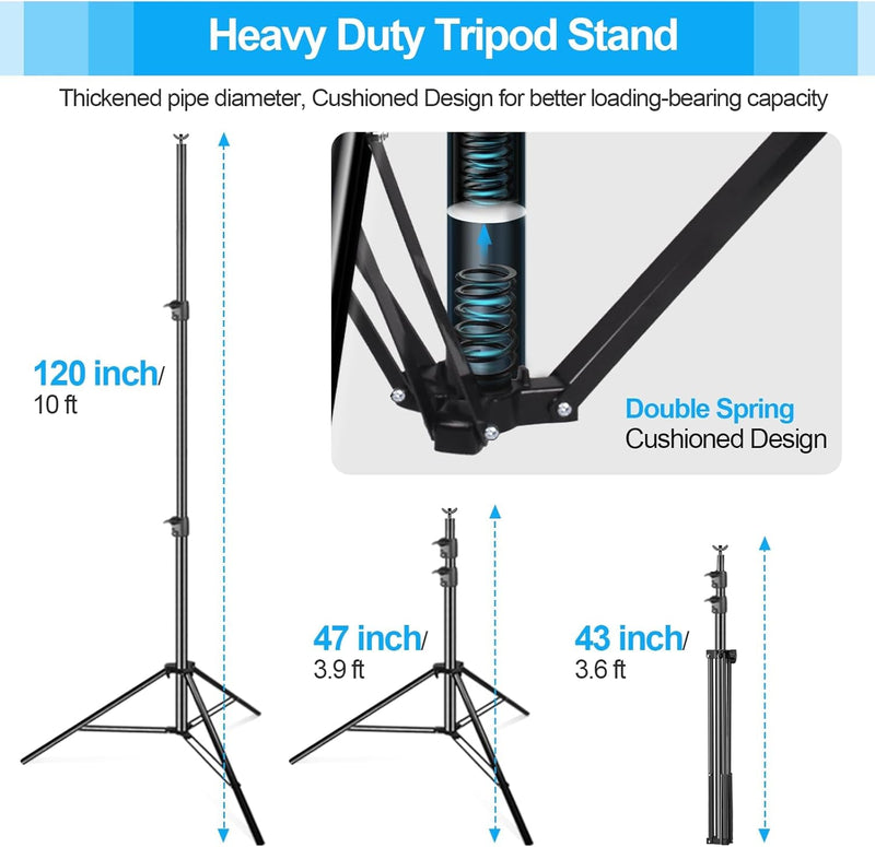 EMART Photo Video Studio Backdrop Stand, 10(H) X 12(W) Ft Heavy Duty Adjustable Photography Muslin Background Support System Kit