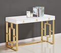 Best Master Furniture Brooke Mid-Century Modern Glossy Home Office Desk, White/Silver