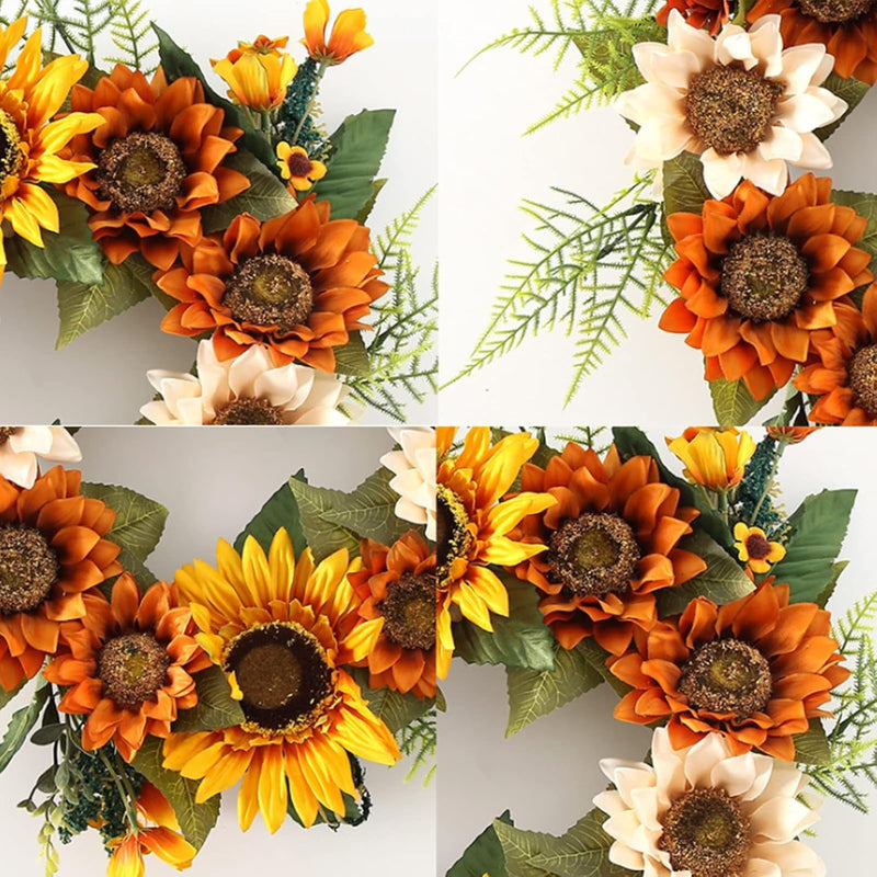 Autumn Flower Swag with Sunflower Garland,23.6Inch Hanging Floral Swag Wedding Arch Wreath for Halloween,Thanksgiving,Christmas Centrepiece(210719Xy02-3