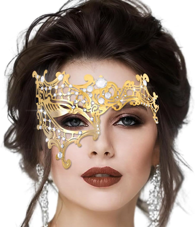 BODIY Metal Masquerade Mask for Women Shiny Carnival Costume Masks Mardi Gras Half Mask