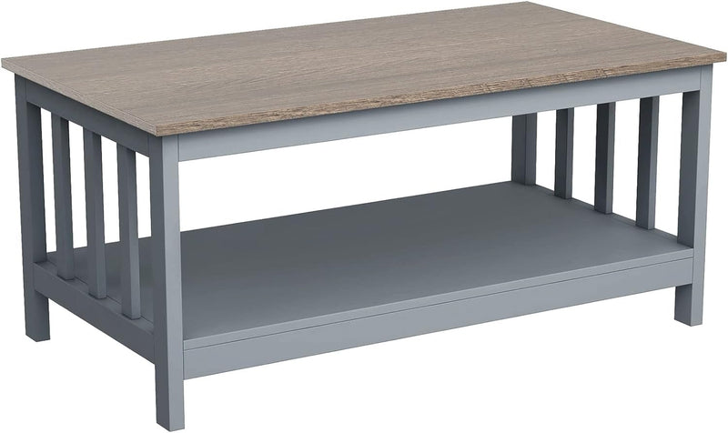 Choochoo Coffee Table for Living Room, Grey Coffee Table with Shelf, 40 Inch