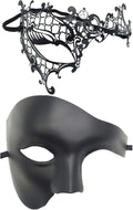 Awlsyj Couples Masquerade Mask Metal Roman Venetian Halloween Mardi Gras Costumes Party Ball Prom Mask