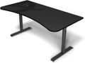 Arozzi Arena Fratello Curved Gaming and Office Desk with Full Surface Water Resistant Desk Mat Custom Monitor Mount Cable Management Cut Outs under the Desk Cable Management Netting - Black