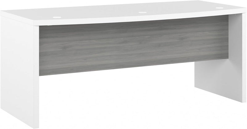 Bush Business Furniture Echo Bow Front Desk, 72W, Pure White and Shiplap Gray