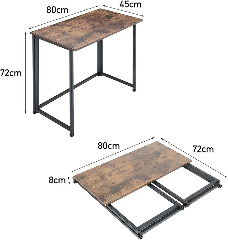 Folding Table Computer Desk Folding Multifunction Desk Portable Desks for Home Office,Camping, Workstation Study Desk for Home Office (Rustic Brown)