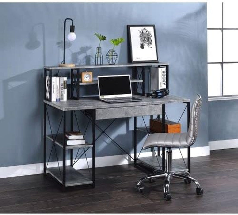 Computer Desk, Office Desk with Shelves and Keyboard Tray, Studying Writing Table with Bookshelves and Storage Hutch for Home Office, Living Room, Reading Room, Small Spaces, White